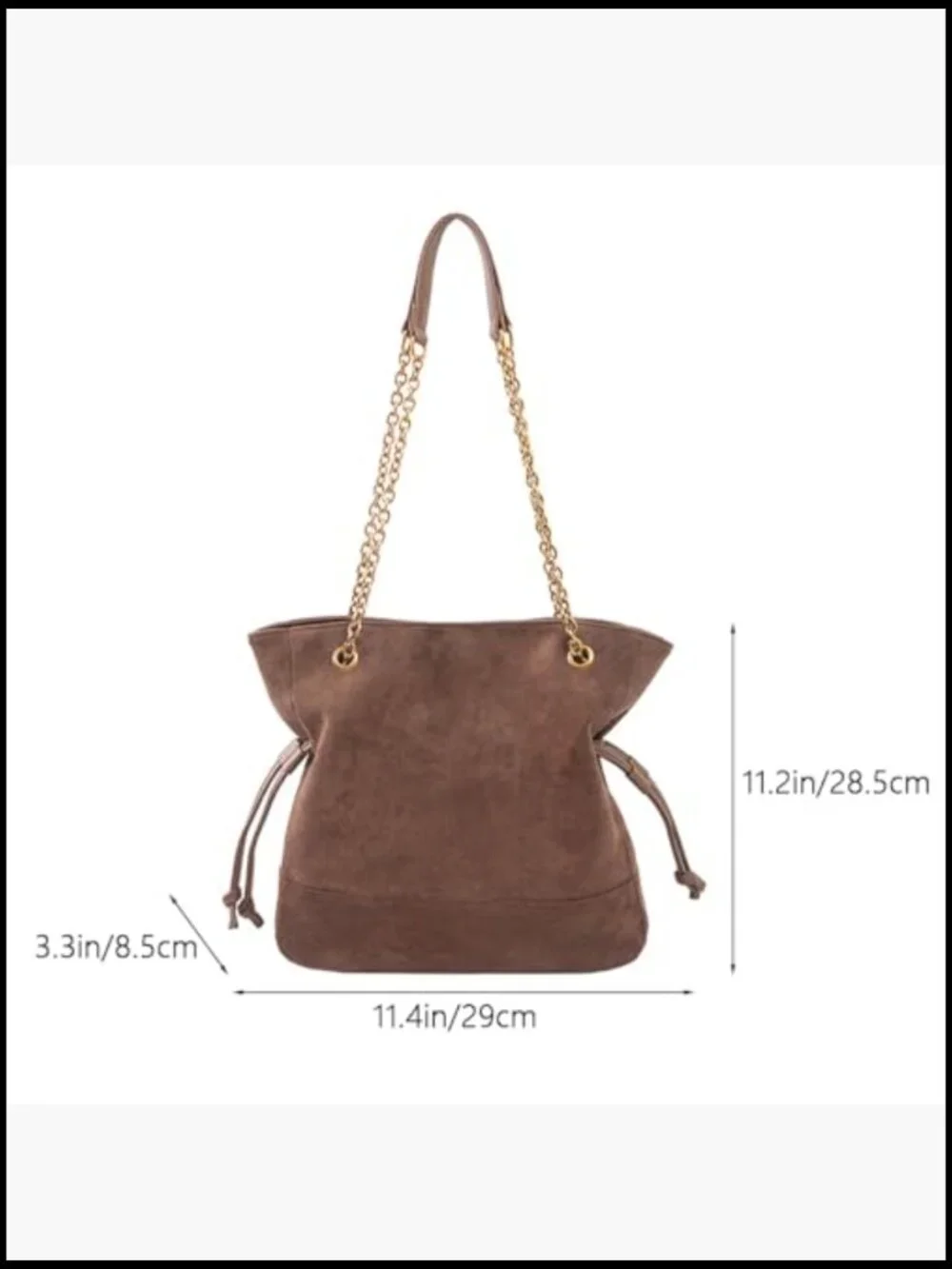 Faux Suede Hobo Shoulder Bag Large Tote Handbag with Chain Strap